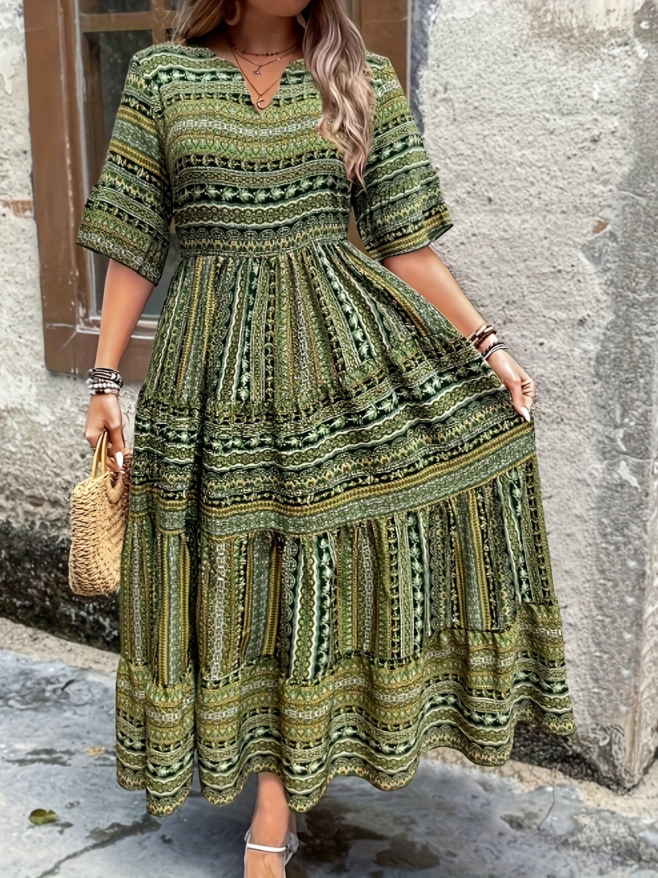 Vibrant Global Inspired Floral Maxi Dress - Luxivelle