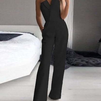 Women's Sleeveless Flowy Jumpsuit with Side Pockets