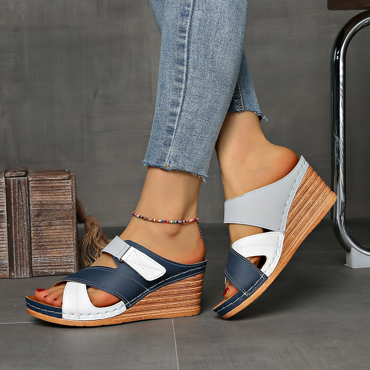 Vibrant Colorblock Wedge Sandals