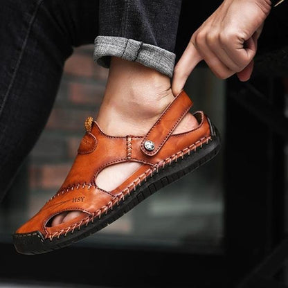 Men's Brown Water Shoes Closed Toe Fisherman Sandals