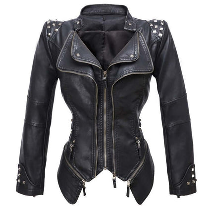 Slim Fit Studded Leather Motorcycle Jacket