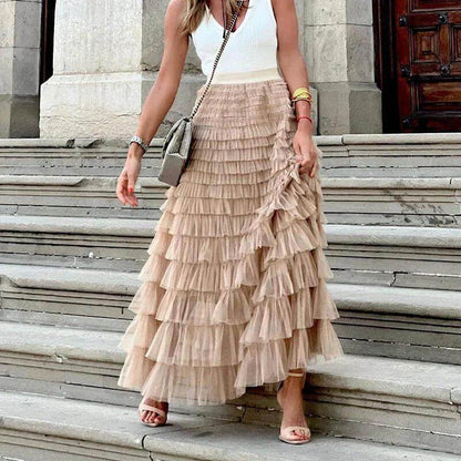 Floral Ruffled Midi Skirt for Women