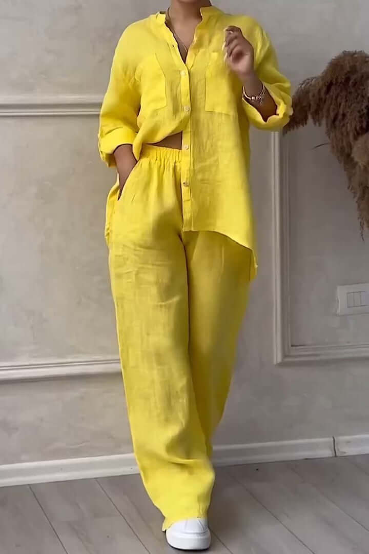 Lightweight Breathable Linen Pantsuit - Luxivelle