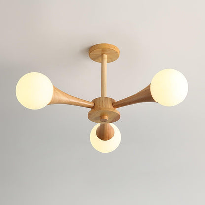 Luxury Wood and Glass Pendant Light