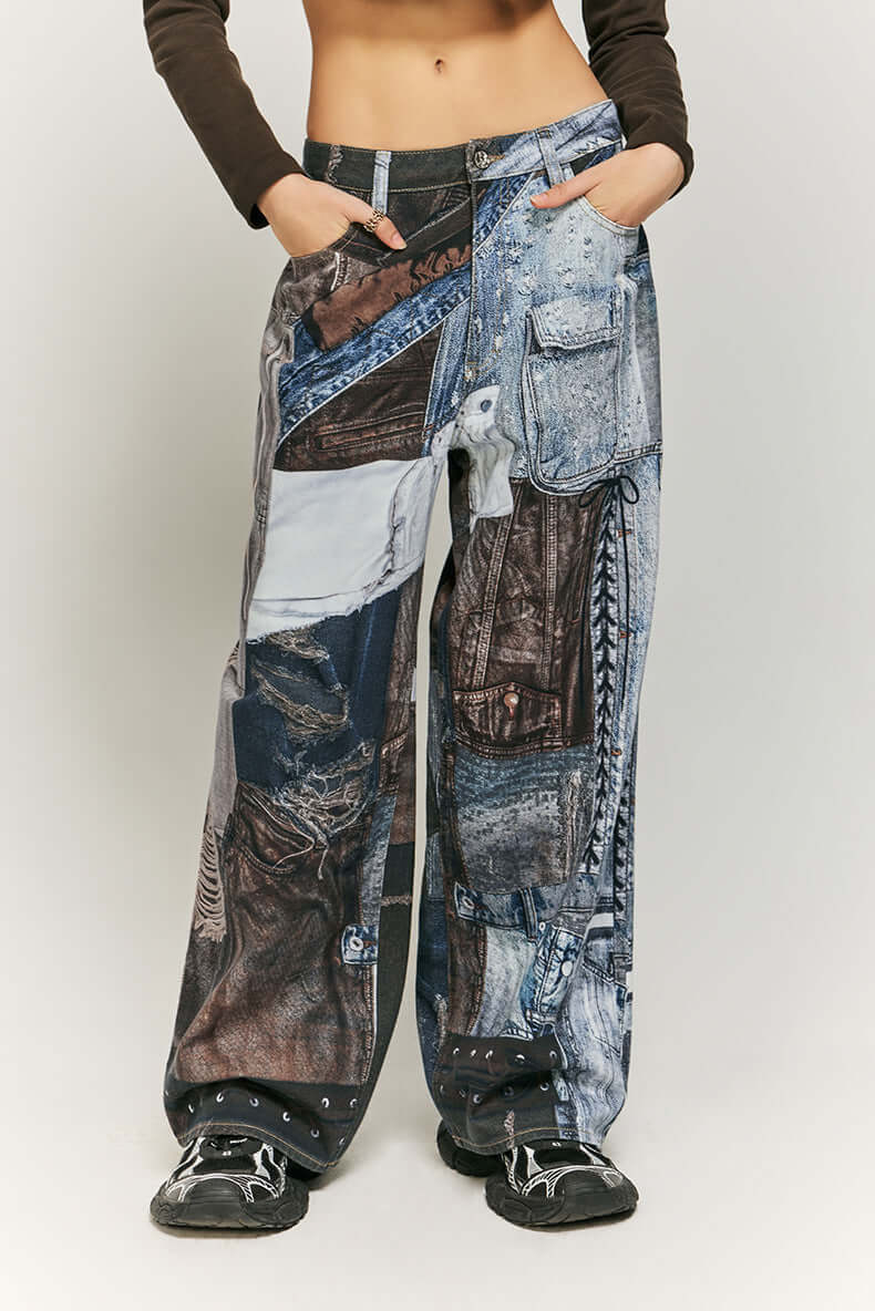 Loose Fit Floral Print Women's Pants