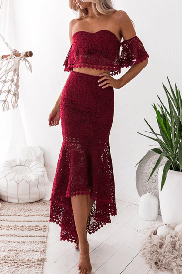 Delicate Floral Two Piece Outfit - Luxivelle