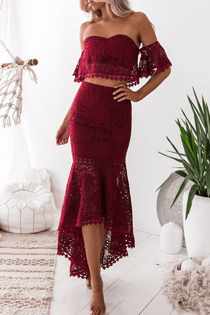 Delicate Floral Two Piece Outfit - Luxivelle