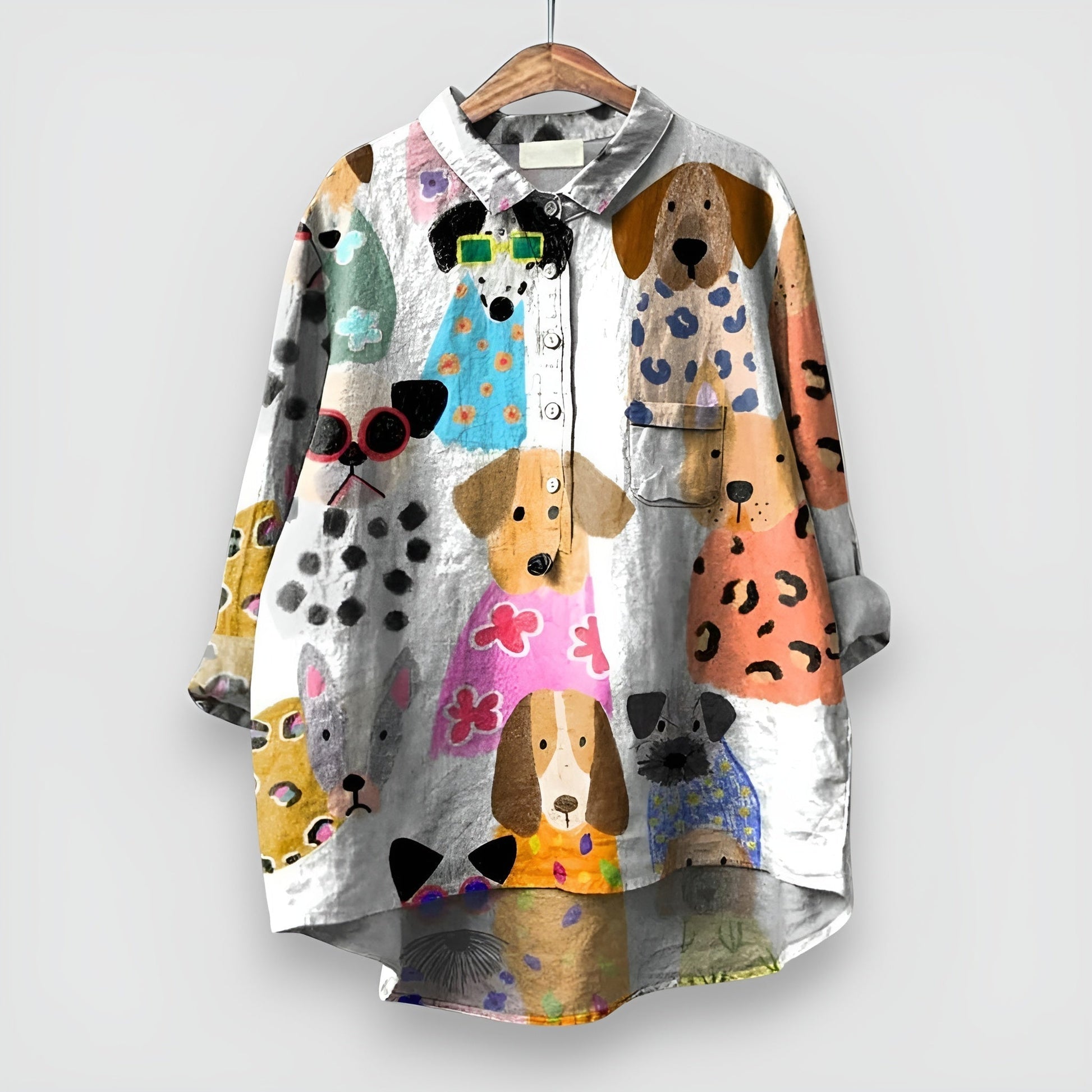 Cute Puppy Print Ladies Tee Shirt - Luxivelle
