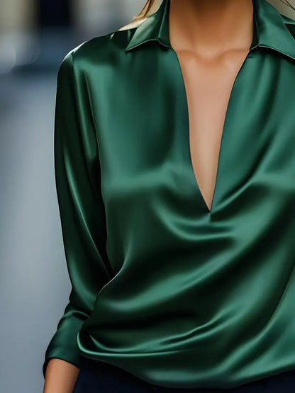 High Quality V Neck Women's Blouse
