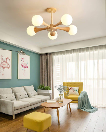 Luxury Wood and Glass Pendant Light