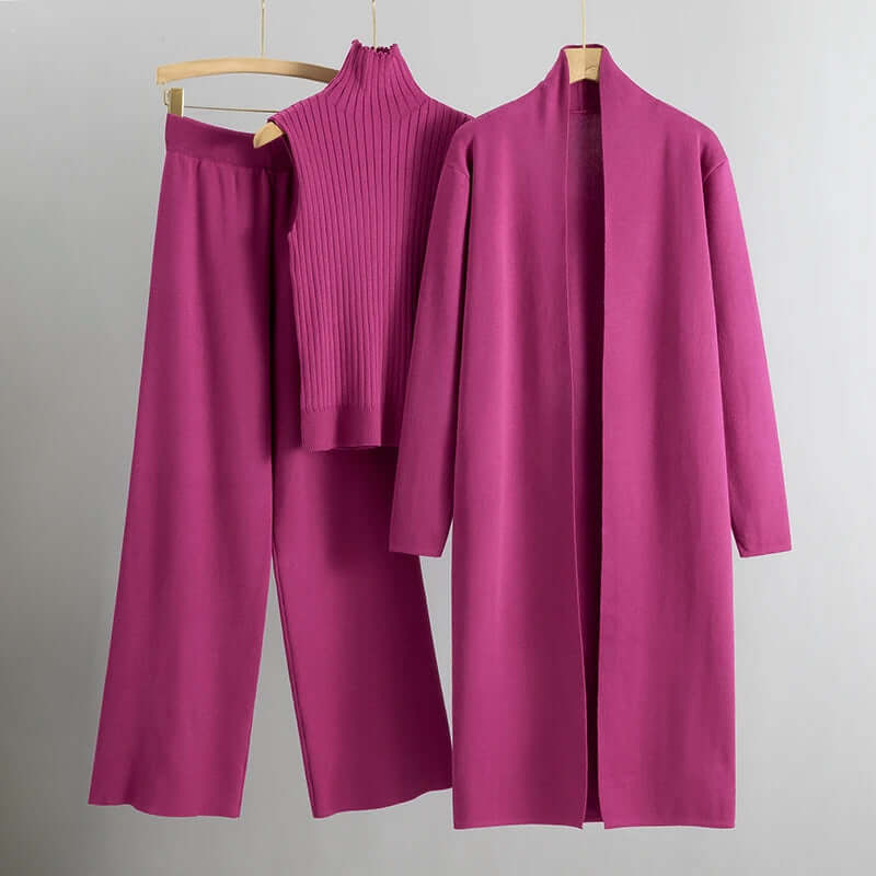 Cozy Women's 3-Piece Sweater Set with Cardigan