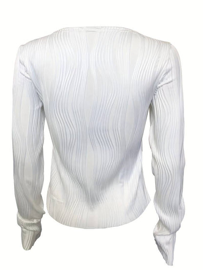 Fitted Ladies Crew Neck Long Sleeve Top