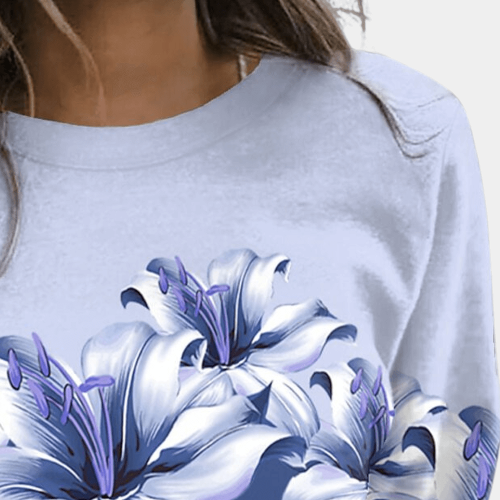 Casual Floral Loose Fit Women's Sweatshirt