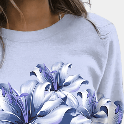 Casual Floral Loose Fit Women's Sweatshirt