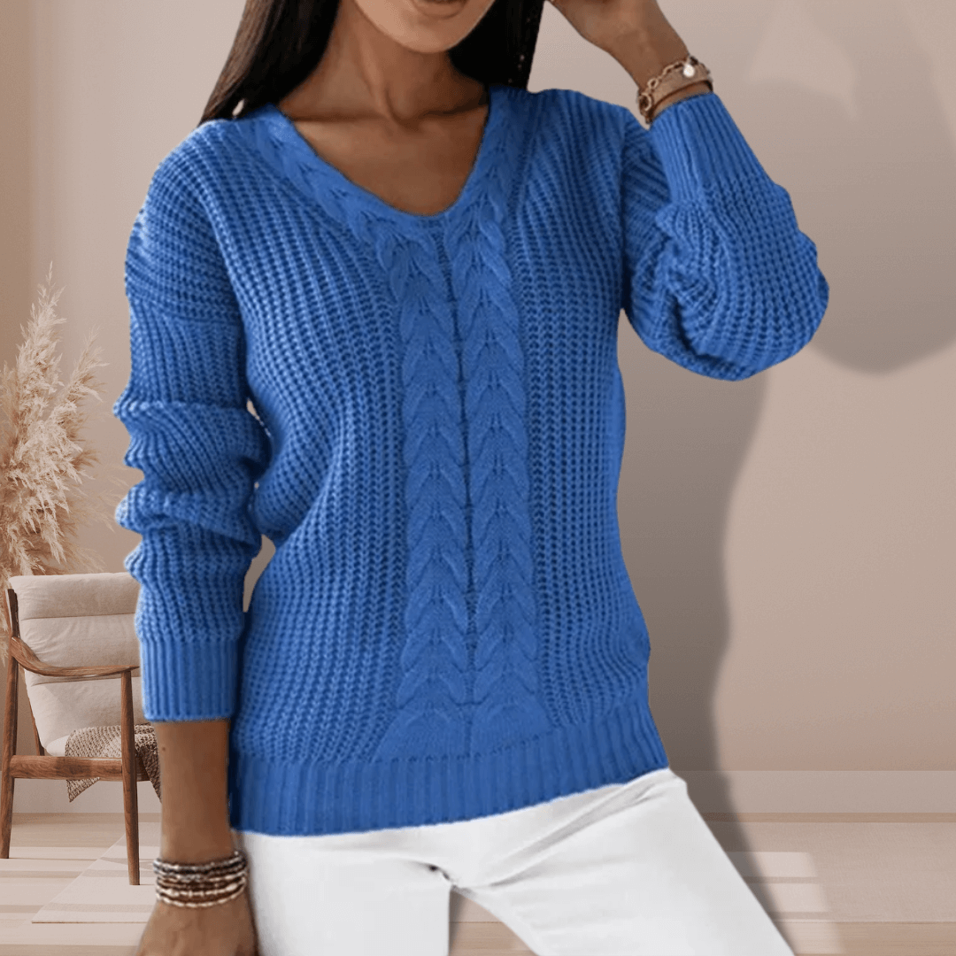 Ladies' Crew Neck Fitted Knit Sweater