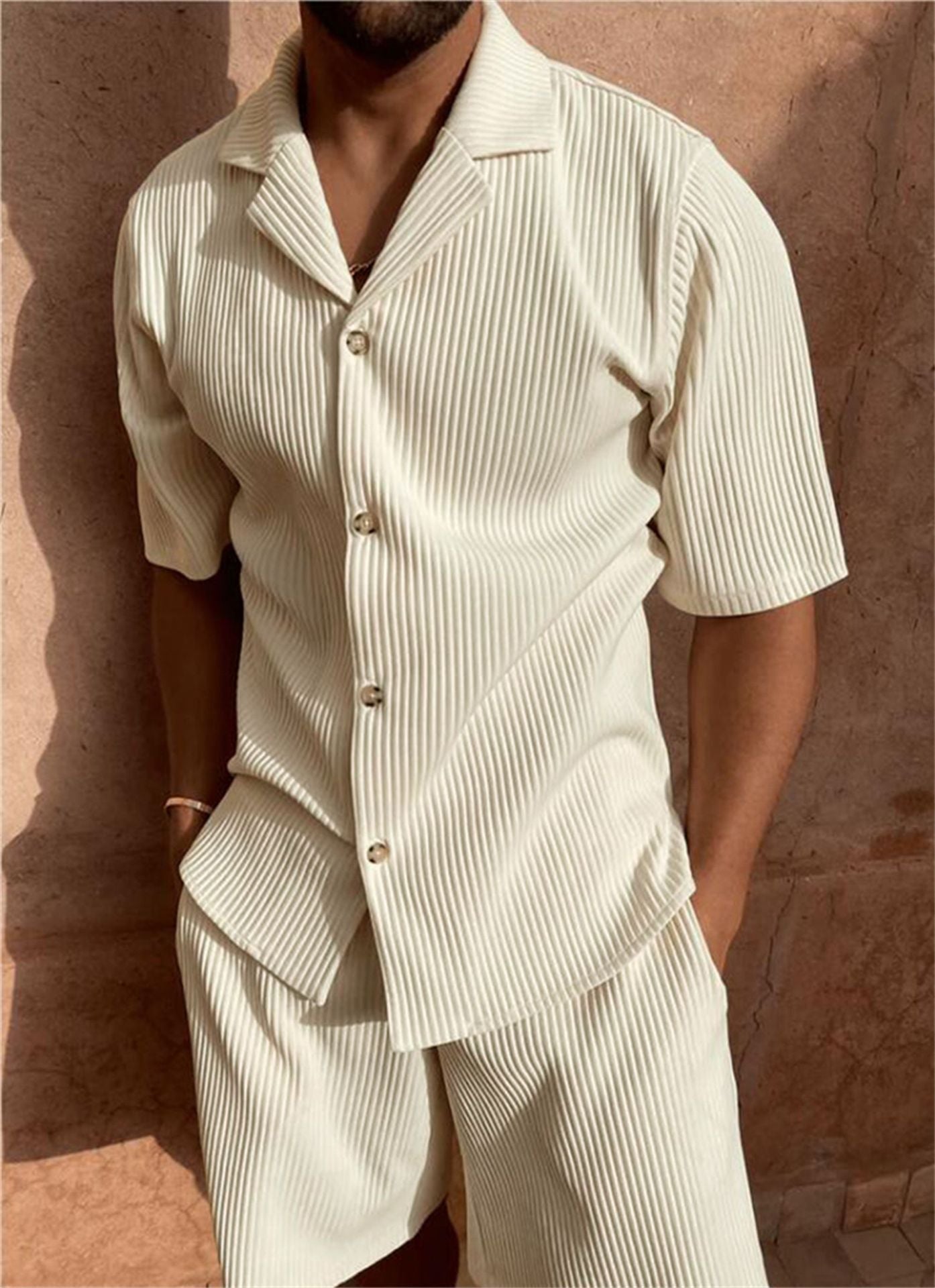 Men's Casual Soft Knit Shirt and Shorts Combo Set - Luxivelle
