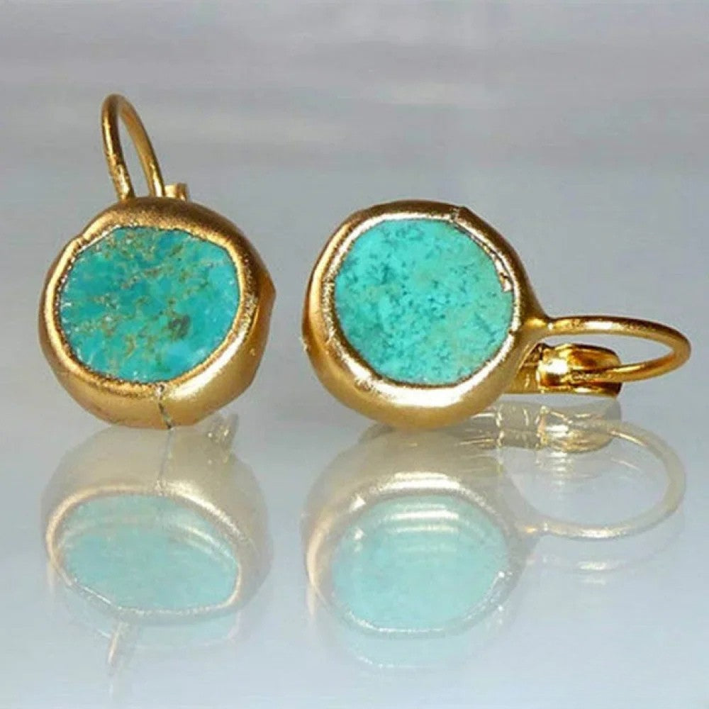 Antique Style Earrings with Blue Turquoise Stones - Luxivelle