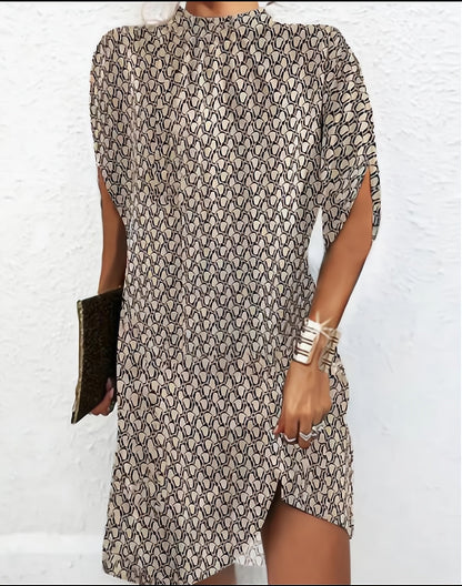 Variant image for Hacinta | Bat Sleeve Dress - Lightweight Fabric, Black & White Summer Dresses-6