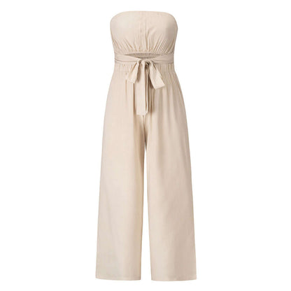 Sleeveless Summer Jumpsuit with Stretchy Waist