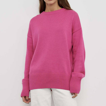 Feminine Crew Neck Fitted Knit Top