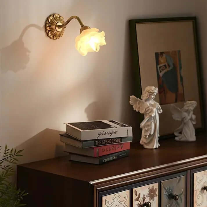 Delicate Floral Glass Table Lamp