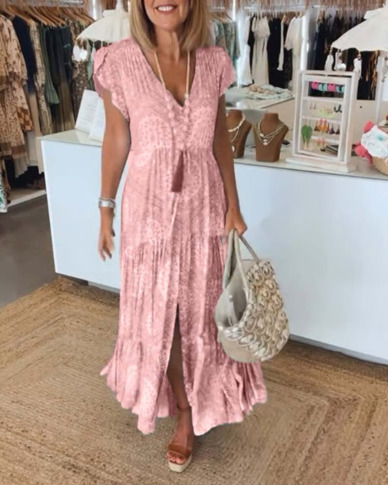 Classic Chic V-Neck Women's Dress