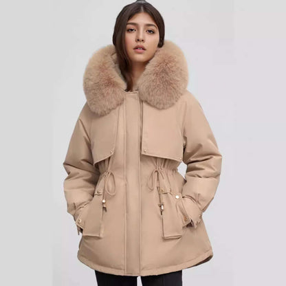 Ladies Warm Faux Fur Lined Parka Coat