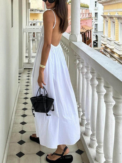 Elegant Natural Fiber Knee Length Dress