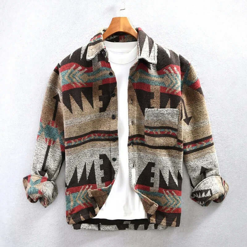 Western Tribal Pattern Denim Jacket - Luxivelle