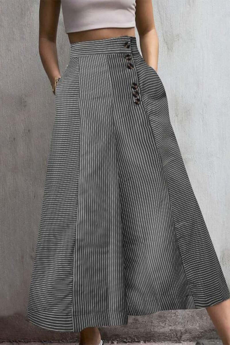 Fashionable Vertical Stripe High Waist Pants