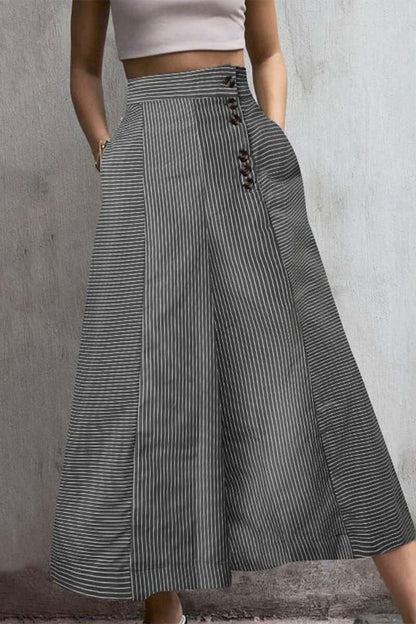 Fashionable Vertical Stripe High Waist Pants