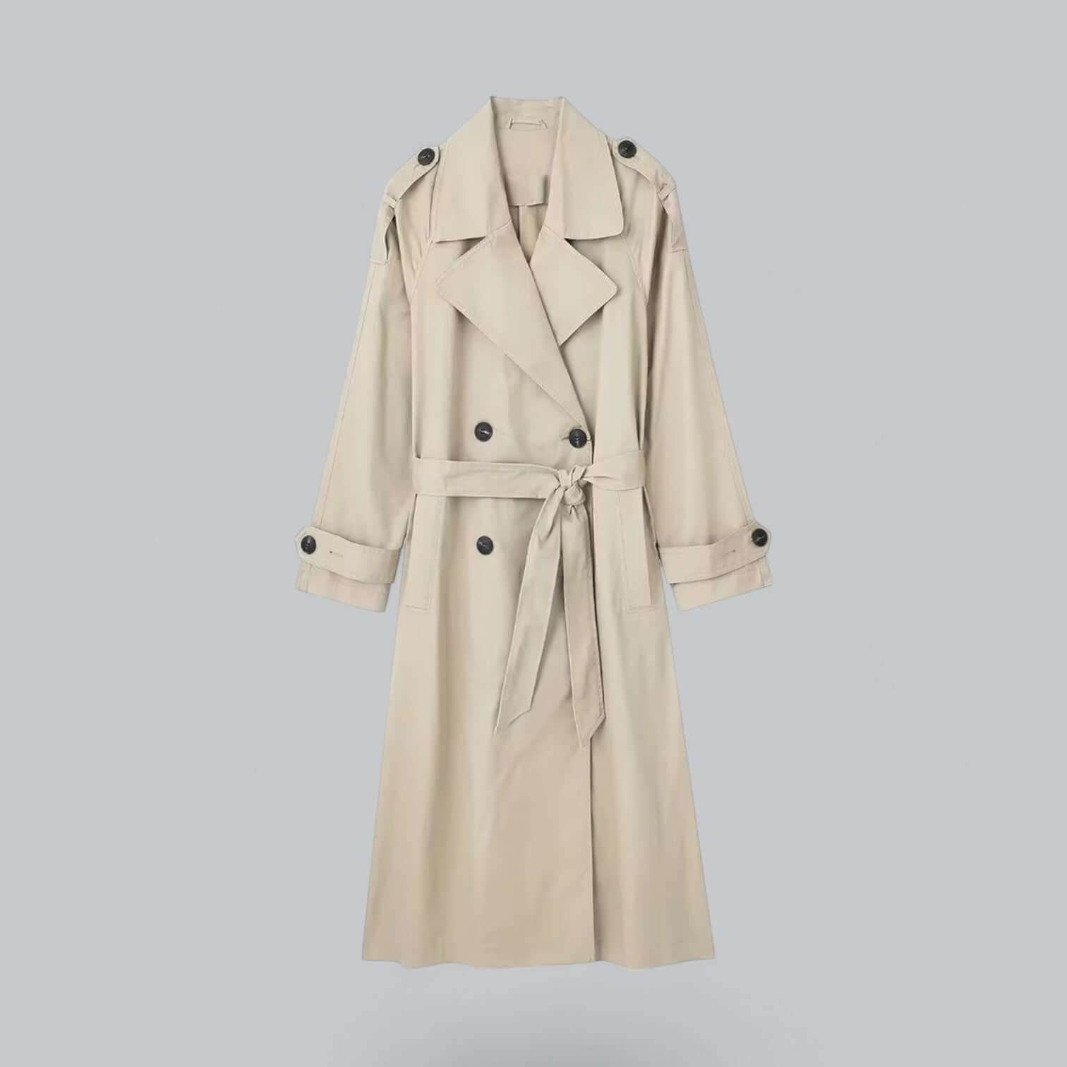 Classic Women's Belted Long Trench Coat - Luxivelle