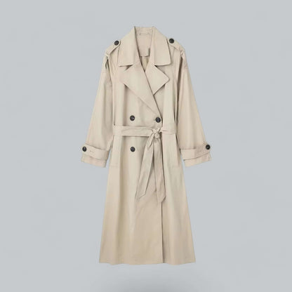 Classic Women's Belted Long Trench Coat - Luxivelle