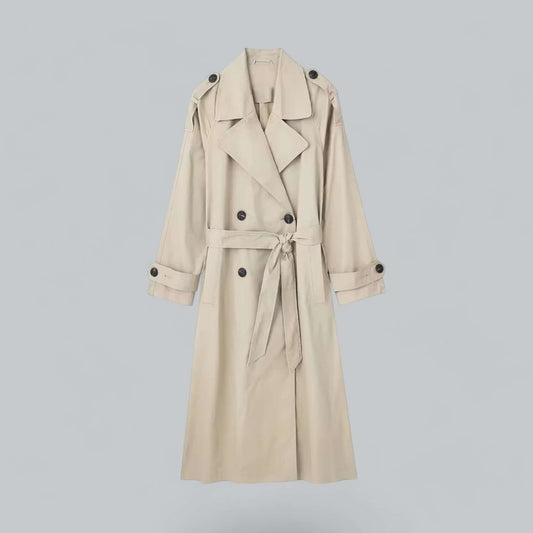 Classic Women's Belted Long Trench Coat - Luxivelle