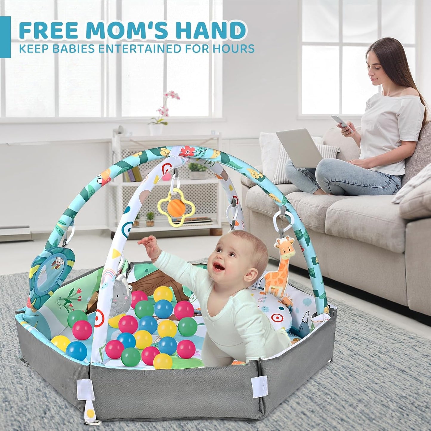 Ultimate Baby Play Gym with Balls and 6 Fun Toys