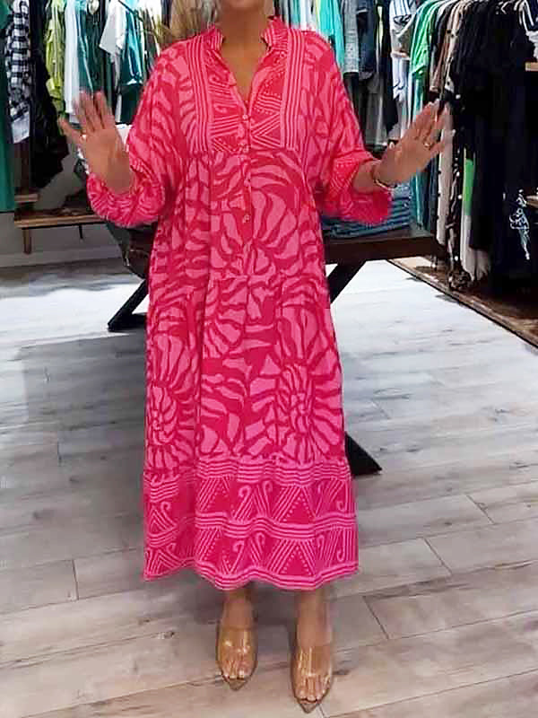 Casual V-neck Floral Maxi Dress for Women