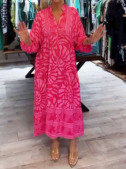 Casual V-neck Floral Maxi Dress for Women