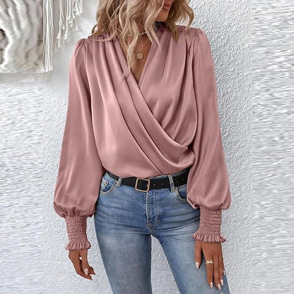 Flattering Ruffled Bell Sleeve Women's Blouse