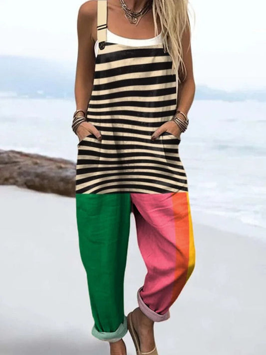 Colorful Stripe One Piece Jumpsuit - Luxivelle
