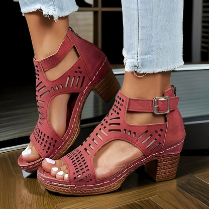 Chic Open Toe Block Heel Sandals