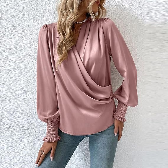 Flattering Ruffled Bell Sleeve Women's Blouse