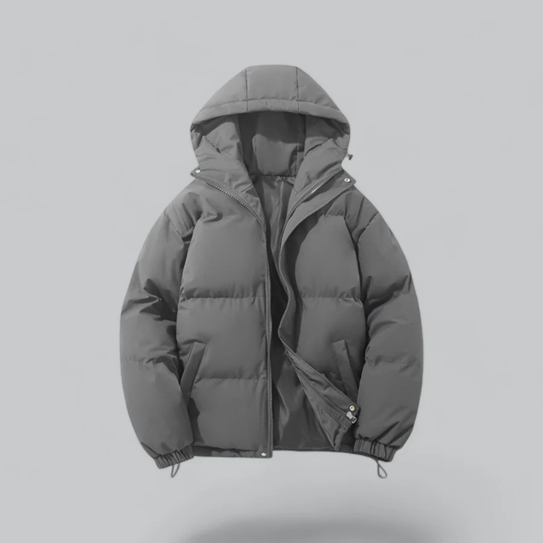 Warm Waterproof Mens Puffer Coat with Hood and Zip