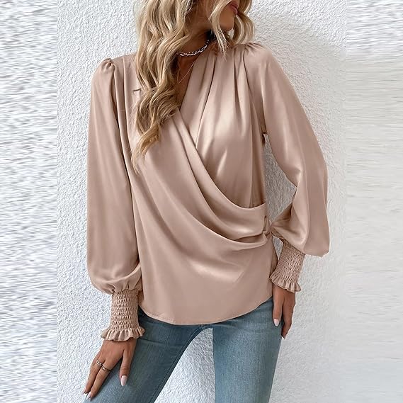Flattering Ruffled Bell Sleeve Women's Blouse