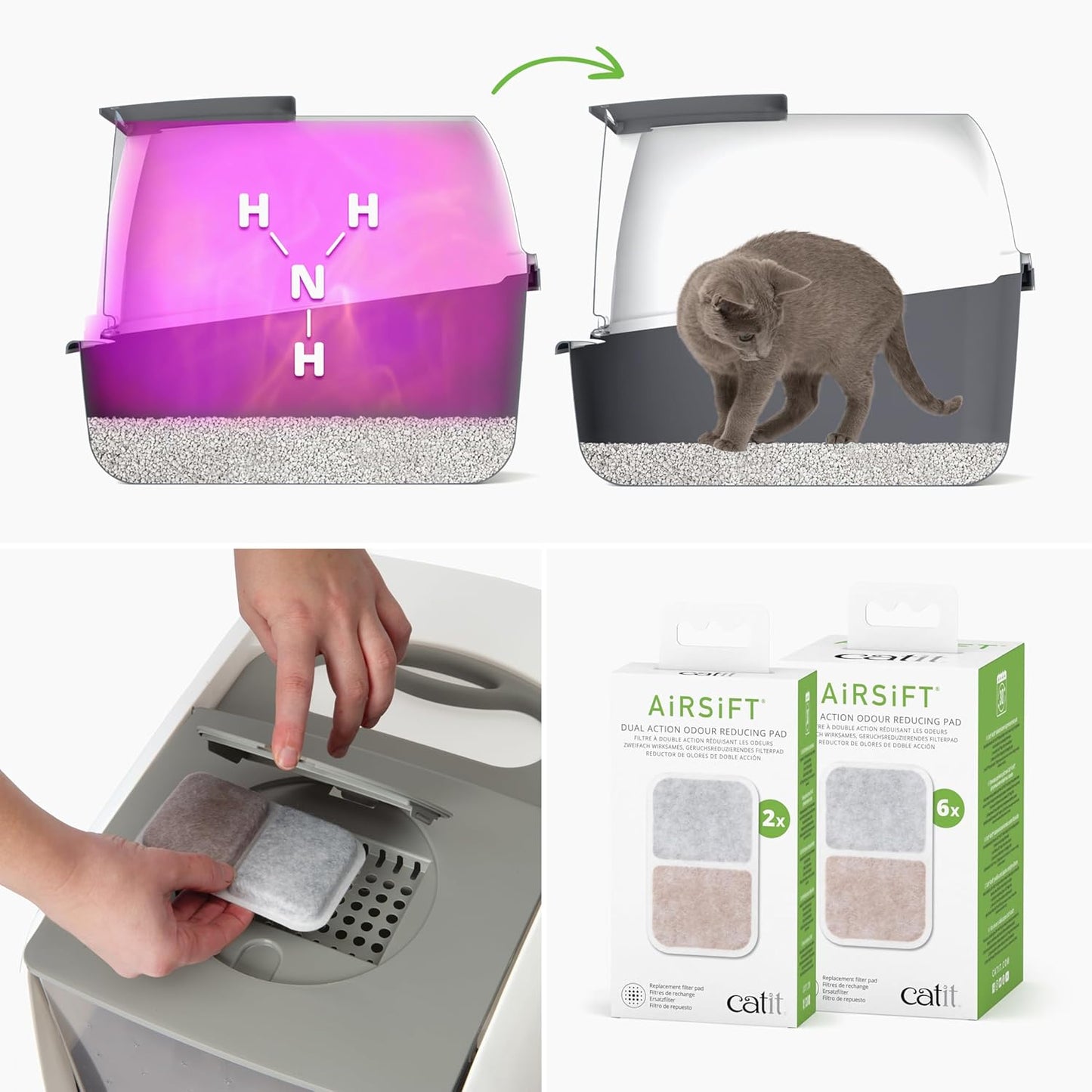Large Covered Cat Litter Box with Odor Absorbent Filter