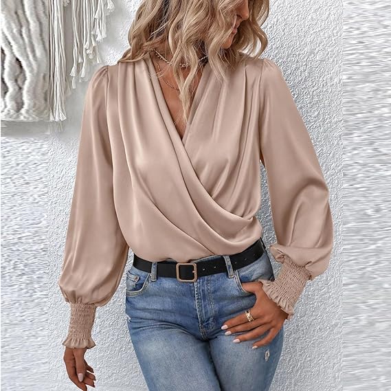 Flattering Ruffled Bell Sleeve Women's Blouse