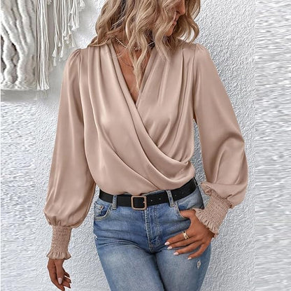 Flattering Ruffled Bell Sleeve Women's Blouse