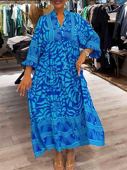 Casual V-neck Floral Maxi Dress for Women