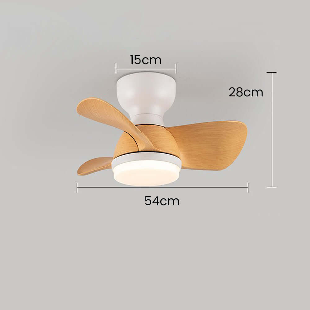 Stylish Wood Grain Ceiling Fan with LED Lighting