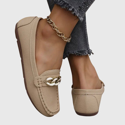 Ladies Comfortable Slip-On Loafers With Metal Detail