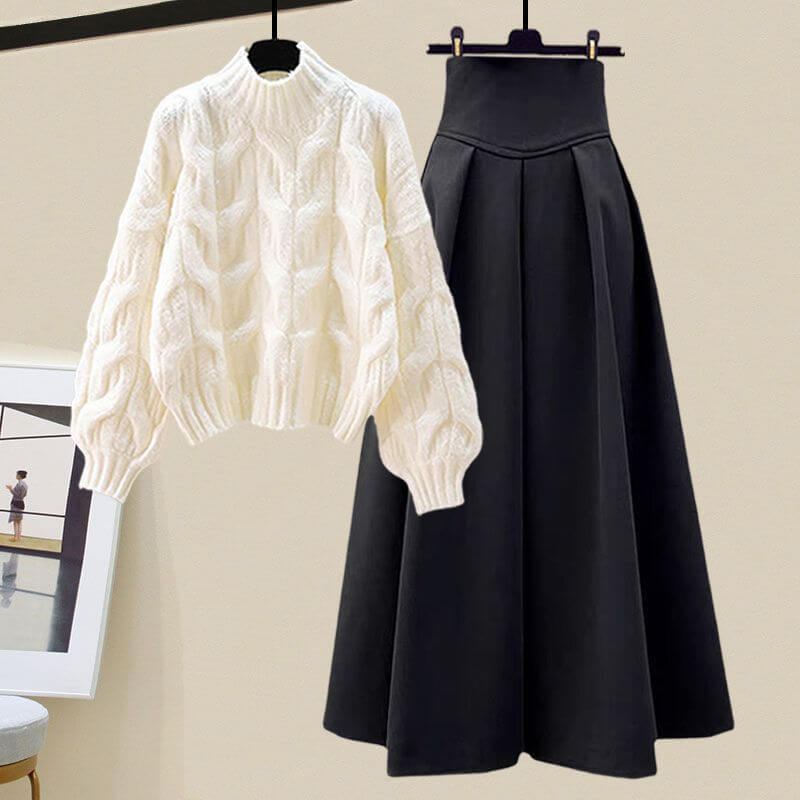 Cozy Knit Top and Flowy Midi Skirt Outfit